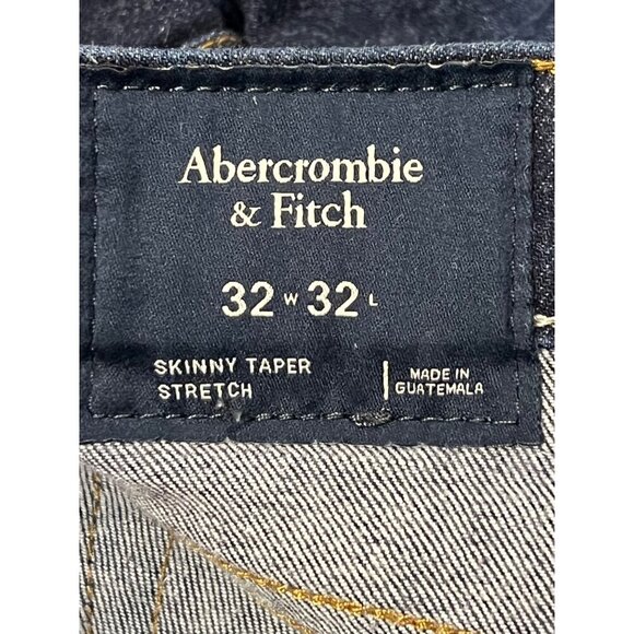Abercrombie & Fitch Mens Skinny Taper Stretch Jeans Dark Wash 32 X 32 Denim EUC - Picture 5 of 5